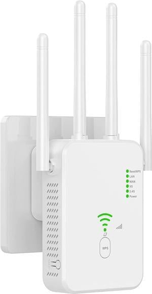 WiFi Range Extender Signal Booster Covers Up to 2640 Sq.ft and 25 Devices, Up to 1200Mbps Dual Band WiFi Repeater with Ethernet Port Internet Booster for Home White