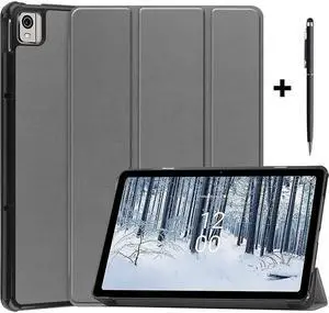 Case for Nokia T21 Case 10.4 Inch 2022, Trifold Slim Smart Stand Cover Hard Shell for Nokia T21 10.4" Tablet  2022 Release with Universal Stylus Pen Gray
