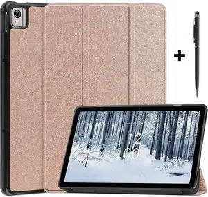 Case for Nokia T21 Case 10.4 Inch 2022, Trifold Slim Smart Stand Cover Hard Shell for Nokia T21 10.4" Tablet  2022 Release with Universal Stylus Pen Rose Gold
