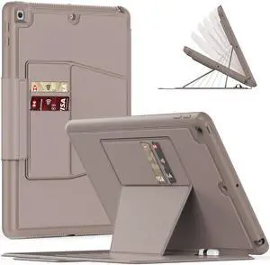 iPad 9th 8th 7th Generation 10.2 inch Case, [Strong Magnetic] Auto Sleep/Wake Drop Proof Cover with [Multi-angle Stand] Pencil Holder & Card Slot for iPad 10.2 Inch 2021 2020 2019