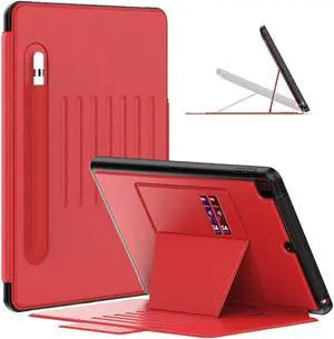 iPad 9th 8th 7th Generation 10.2 inch Case, [Strong Magnetic] Auto Sleep/Wake Drop Proof Cover with [Multi-angle Stand] Pencil Holder & Card Slot for iPad 10.2 Inch 2021 2020 2019
