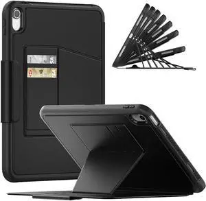 Magnetic Stand Case for iPad 10th Generation 10.9 Inch 2022 - Multiple Angles Shockproof Rugged Soft TPU Protective Cover with Pencil Holder & Card Slot, Auto Sleep/Wake