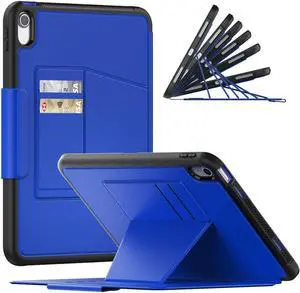 Magnetic Stand Case for iPad 10th Generation 10.9 Inch 2022 - Multiple Angles Shockproof Rugged Soft TPU Protective Cover with Pencil Holder & Card Slot, Auto Sleep/Wake Blue