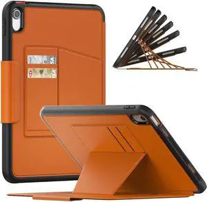 Magnetic Stand Case for iPad 10th Generation 10.9 Inch 2022 - Multiple Angles Shockproof Rugged Soft TPU Protective Cover with Pencil Holder & Card Slot, Auto Sleep/Wake Brown
