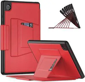 Magnetic Stand Case for Samsung Galaxy Tab A8 10.5 inch 2022 SM-X200/X205/X207 - Multiple Angles Shockproof Soft TPU Protective Cover with Card Slot, Auto Sleep/Wake Red