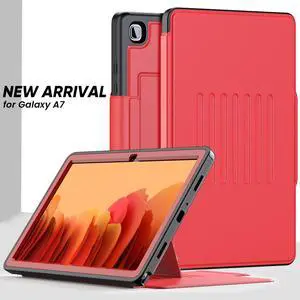 Magnetic Stand Case for Samsung Galaxy Tab A7 10.4 Inch 2022 2020 Model SM-T500/T503/T505/T507, [Multiple Secure Angles] Shockproof Soft TPU Back Cover with Card Slot, Auto Wake/Sleep Red