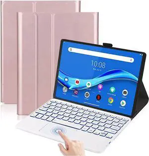 Touchpad Keyboard Case for Lenovo Tab M10 Plus 10.6 inch 3rd Generation 2022 Slim Leather Cover with Detachable Keyboard / 7 Colors Backlit / Pencil Holder Rose Gold