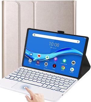 Touchpad Keyboard Case for Lenovo Tab M10 3rd Gen Case 10.1 inch 2022 Model TB-328F Slim Leather Cover with Detachable Keyboard / Backlights / Pencil Holder Gold