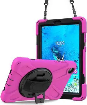 Case For Lenovo Tab M8 Gen 3 2022/ Smart Tab M8 Gen 3 2022/Tab M8 HD LTE 2021/ Tab M8 HD/Smart Tab M8/Tab M8 FHD 2019, Rugged Heavy Duty Shockproof Rotating Kickstand Protective Cover Rose Red