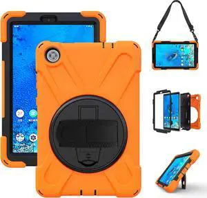 Case For Lenovo Tab M8 Gen 3 2022/ Smart Tab M8 Gen 3 2022/Tab M8 HD LTE 2021/ Tab M8 HD/Smart Tab M8/Tab M8 FHD 2019, Rugged Heavy Duty Shockproof Rotating Kickstand Protective Cover Orange