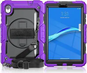 Case for Lenovo Tab M8 Gen 3 2022/ Smart Tab M8 Gen 3 2022/Tab M8 HD LTE 2021/ Tab M8 HD/Smart Tab M8/Tab M8 FHD 2019 with Pen Holder Screen Protector Stand Shoulder Strap Purple