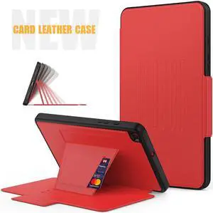 Magnetic Case for Samsung Galaxy Tab A 8.0 inch 2019 Model SM-T290/T295/T297 Multi-Angle Viewing Smart Protective Stand Cover with Card Slot, Auto Wake/Sleep Red