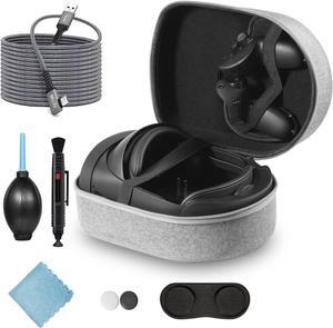 6 in 1 Carrying Case for Meta Quest Pro/Meta Quest 2 Accessories Kit with 20FT Link Cable, VR Headset Cleaning Kit, Lens Protector, for Travel and Home Storage