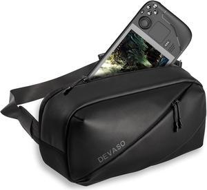 Carrying Case for Steam Deck, Protective Shoulder Bag with Pockets Fit for Steam Deck Console, Original AC Charger Adapter and dock station, Joystick Protectors, Fan Cooler and USB C Cable