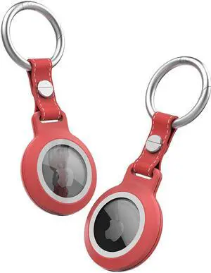 IP68 Waterproof AirTag Keychain Holder Case, Lightweight, Anti-Scratch, Easy Installation,Soft Full-Body Shockproof Air Tag Holder for Luggage,Keys, Dog Collar Red