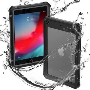 Protective Case for iPad Mini 5 / Mini 4 7.9 Inches, IP68 Waterproof Dustproof Heavy Duty Shockproof Cover with Pencil Holder, Folding Kickstand, built-in Screen Protector, Shoulder Strap