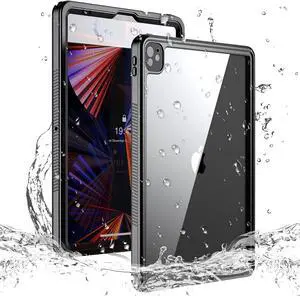 Waterproof Case for iPad Pro 12.9 inch 2022 2021 6th/5th Generation, Shockproof Drop Proof Protective Cover High Touch Sensitivity with Shouder Strap,Built-in Screen Protector