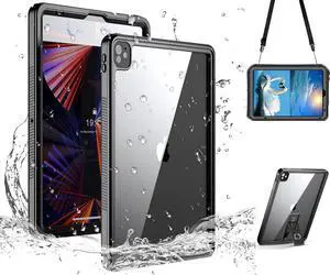 Waterproof Case for iPad Pro 12.9 inch 2022 6th Gen / iPad Pro 12.9 2021 5th Gen Full Body Protection Shockproof Dustproof Protective Cover with Built in Screen Protector, Kickstand, Shoulder Strap