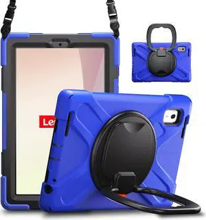 Protective Case for Lenovo Tab M9 2023 9 inch Model TB310XU / TB310FU with Pencil Holder Kickstand Hand Strap and Shoulder Strap, Rugged Shockproof Cover Blue