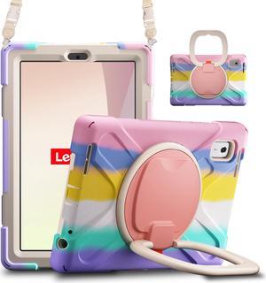 Protective Case for Lenovo Tab M9 2023 9 inch Model TB310XU / TB310FU with Pencil Holder Kickstand Hand Strap and Shoulder Strap, Rugged Shockproof Cover Pink