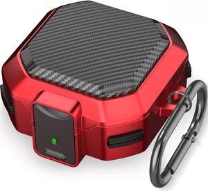 Armor Cover for Samsung Galaxy Buds 2 Pro Case (2022) /Galaxy Buds Pro Case (2021) /Galaxy Buds 2 Case (2021) /Galaxy Buds Live Case (2020) Case, Shockproof Protective Cover with Keychai Red