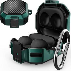 Armor Cover for Samsung Galaxy Buds 2 Pro Case (2022) /Galaxy Buds Pro Case (2021) /Galaxy Buds 2 Case (2021) /Galaxy Buds Live Case (2020) Case, Shockproof Protective Cover with Keychain Black Green
