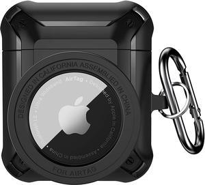 Compatible Airpods 3 Case and AirTags Case Cover, 2 in 1 Rugged Protective Airpods 3rd Generation Case for Men Women with Keychain Shockproof Skin for Airpods 3 Gen and Airtags