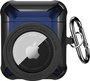 Compatible Airpods 3 Case and AirTags Case Cover, 2 in 1 Rugged Protective Airpods 3rd Generation Case for Men Women with Keychain Shockproof Skin for Airpods 3 Gen and Airtags Blue