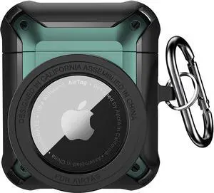 Compatible Airpods 3 Case and AirTags Case Cover, 2 in 1 Rugged Protective Airpods 3rd Generation Case for Men Women with Keychain Shockproof Skin for Airpods 3 Gen and Airtags Green