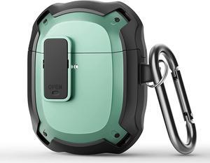 Compatible with Google Pixel Buds A Case Cover [Front LED Visible] Shockproof Protective Case with Keychain Secure Lock Design Hard PC Case Cover for Pixel Buds A 2021 Green