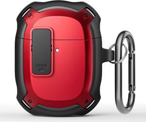 Compatible with Google Pixel Buds A Case Cover [Front LED Visible] Shockproof Protective Case with Keychain Secure Lock Design Hard PC Case Cover for Pixel Buds A 2021 Red