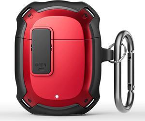 Compatible with Google Pixel Buds 2 Case Cover [Front LED Visible] Shockproof Protective Case with Keychain Secure Lock Design Hard PC Case Cover for Pixel Buds 2 2020 Red