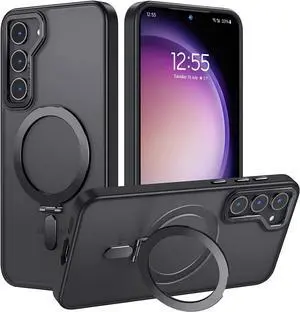 For Samsung Galaxy S23 Plus Case with Magnetic Invisible Stand [Compatible with Mag Safe] Shockproof Slim Translucent Matte Cases for Samsung Galaxy S23 Plus 6.6 inch