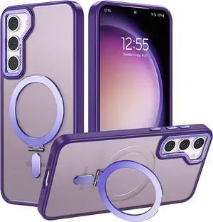 For Samsung Galaxy S23 Plus Case with Magnetic Invisible Stand [Compatible with Mag Safe] Shockproof Slim Translucent Matte Cases for Samsung Galaxy S23 Plus 6.6 inch Purple