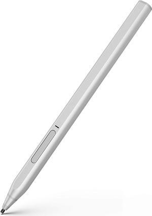 Stylus Pen for Surface, 4096 Pressure Sensitivity, Compatible with Surface Pro 9/Pro 8/Pro 7/Pro 6/Pro 5 Pro 4/Laptop Studio/Go 3/Duo 2, First D Shape Body, Rechargeable Silver