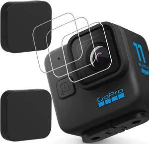 HERO 11 Black Mini Screen Protector Lens Cap for GoPro HERO11 Black Mini Hero 11 Black Mini Tempered Glass Anti-scratch Clera Hard Protective Film Shield Cover (3+2)