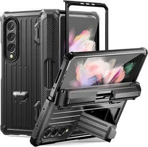 Case for Samsung Galaxy Z Fold 3 5G 2021, Military-Grade Full-Body Shockproof Rugged Bumper Case Cover with Built-in Screen Protector & Kickstand & S Pen Slot