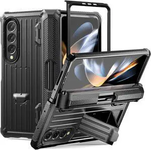 Case for Samsung Galaxy Z Fold 4 2022 5G, Military-Grade Full-Body Shockproof Rugged Bumper Case Cover with Built-in Screen Protector & Kickstand & S Pen Slot