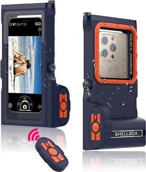 Underwater Snorkeling Diving Waterproof Phone Case for iPhone Samsung Galaxy LG Huawei Series Smartphone Below 6.7 inch Universal, Bluetooth Connection Control Cameras Zoom Video with APP