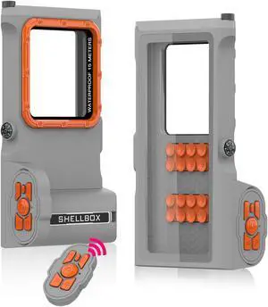 Underwater Snorkeling Diving Waterproof Phone Case for iPhone Samsung Galaxy LG Huawei Series Smartphone Below 6.7 inch Universal, Bluetooth Connection Control Cameras Zoom Video with APP Gray