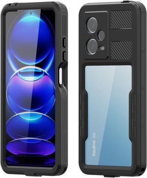 Waterproof Case for Xiaomi Redmi Note 12 Pro 5G/POCO X5 Pro 5G, IP68 Waterproof 360 Degree Full Body Protection Protective Case Shockproof Heavy Duty Cover with Built-in Screen Protector