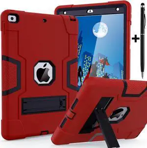 Case for ipad 9th Generation/iPad 8th Generation/iPad 7th Generation, Slim Heavy Duty Shockproof Rugged Protective Case with Built-in Stand for iPad 10.2 inch 2021/2020/2019 Red