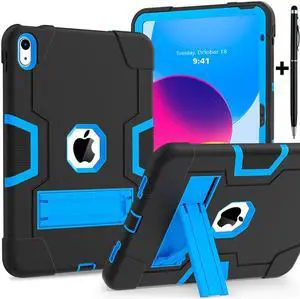 iPad 10th Generation Case, iPad 10th Generation Case 2022, Protective Case for iPad 10th Generation with Kickstands + Stylus Pen, Shockproof Cover for New iPad 10.9 Inch Case 2022 Blue