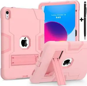 iPad 10th Generation Case, iPad 10th Generation Case 2022, Protective Case for iPad 10th Generation with Kickstands + Stylus Pen, Shockproof Cover for New iPad 10.9 Inch Case 2022 Rose Gold