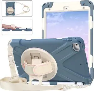 iPad Mini 5 Case 2019 iPad Mini 4 Case with Pencil Holder Shockproof 360 Degree Rotation Cover with Kickstand Hand Strap Shoulder Strip Protective Case for iPad Mini 5th iPad Mini 4th Generation Blue
