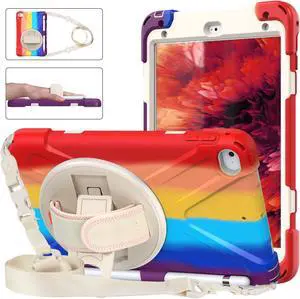 iPad Mini 5 Case 2019 iPad Mini 4 Case with Pencil Holder Shockproof 360 Degree Rotation Cover with Kickstand Hand Strap Shoulder Strip Protective Case for iPad Mini 5th iPad Mini 4th Generation
