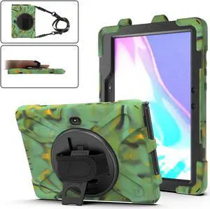For Galaxy Tab Active4 Pro 2022/Tab Active Pro 2019 10.1 Inch Case Model SM-T630/T638/T540/T547 with S Pen Holder, Rotating Kickstand, Hand/Shoulder Strap, Shockproof Protective Cover Camo