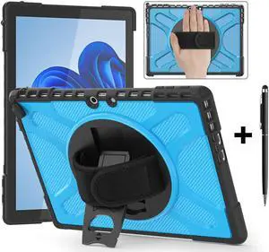 Microsoft Surface Pro 9 Case 13 inch 2022, Rugged Case for Surface Pro 9 with Kickstand and Hand Strap Heavy Duty Shockproof, Compatible with Type Cover Keyboard, Universal Stylus Pen Blue