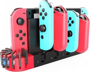 Switch Controller Charging Dock Station Compatible with Nintendo Switch & OLED Model Joycons, Switch Controller Charger Dock Station with 9 Game Storage for Nintendo Switch Joycon & Games