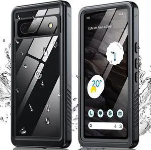 for Google Pixel 7A 5G Case, IP68 Waterproof with Built-in Screen Protector, Full Body Sealed Heavy Duty Shockproof Dustproof Snowproof Clear Case for Pixel 7A 6.1 inch  - Black